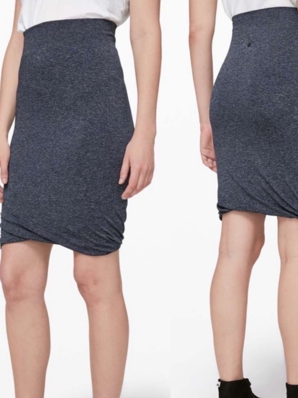 Lululemon Boulevard Bliss True Navy White Pull On Skirt Women's Size 8
